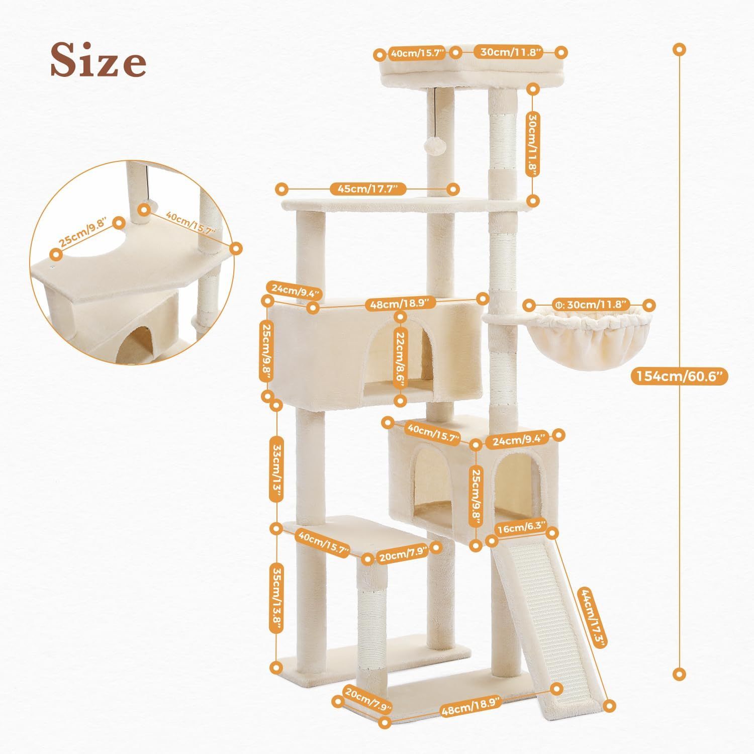 60.62 Inches Multi-Level Cat Tree Cat Tower For Indoor Cats With Sisal-Covered Scratching Post, Cozy Cat Condo, Padded Top Perch For Indoor Cats