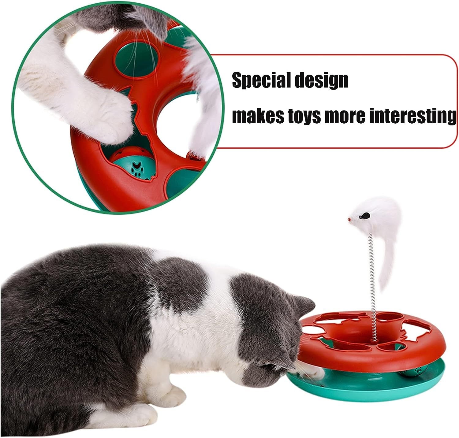 Cat Toys Cat Toys For Indoor Cats Interactive Kitten Toys Roller Tracks With Catnip Spring Pet Toy With Exercise Balls Teaser Mouse