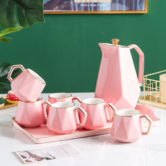 Gold Traced Ceramic Cooling Kettle Tea Set