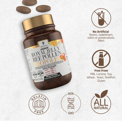 Triple Bee Complex: Royal Jelly Bee Pollen Propolis 500mg - 60 Tablets (30 Servings)