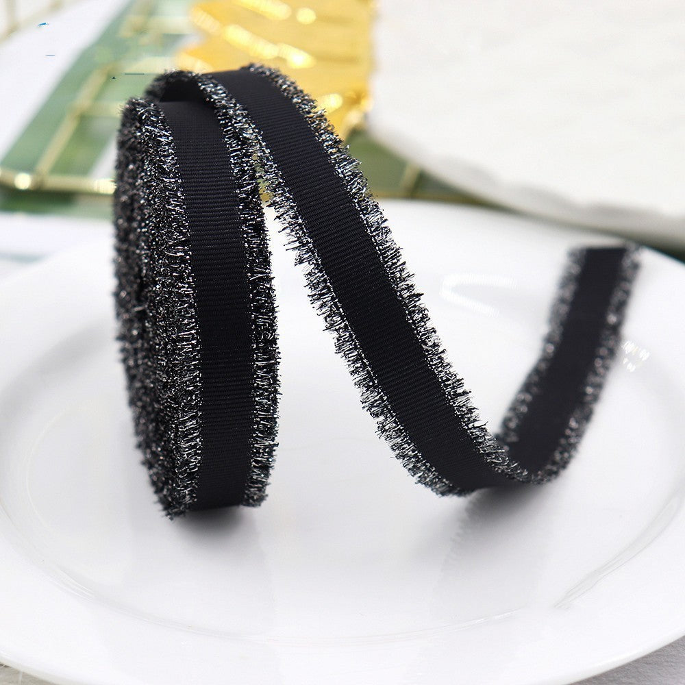 Gift Packaging Wedding Rib Gold And Silver Color Fringe With Bowknot Decorative Baking Ribbon Multicolor
