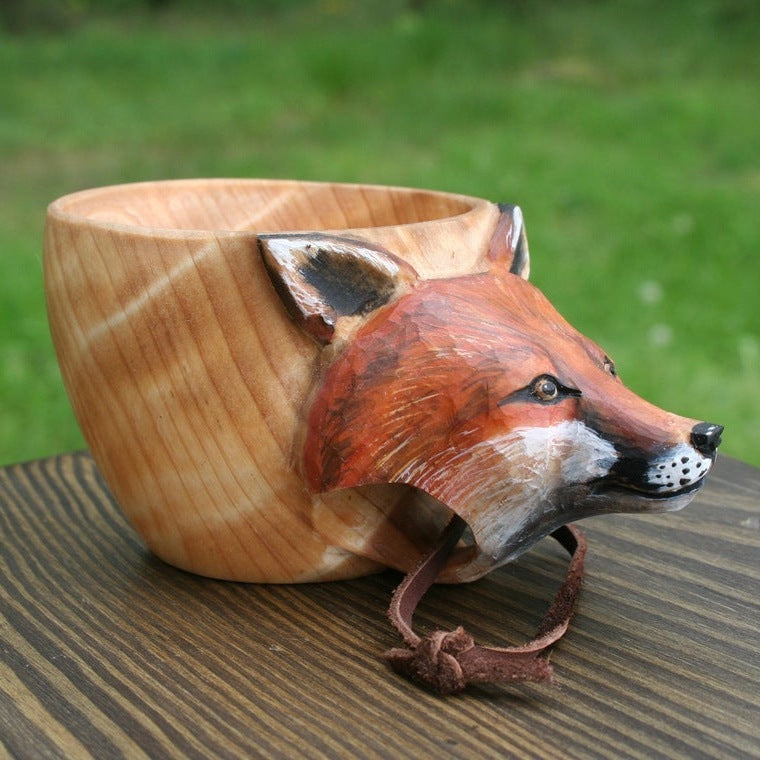 Hand Carved Cup Scandinavian Kuksa Wooden Mug Camping Gear Coffee Cup Kuksa Guksi Kuksa Wild Boar Cups Christmas