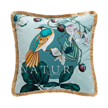 Forest bird plant pillow set