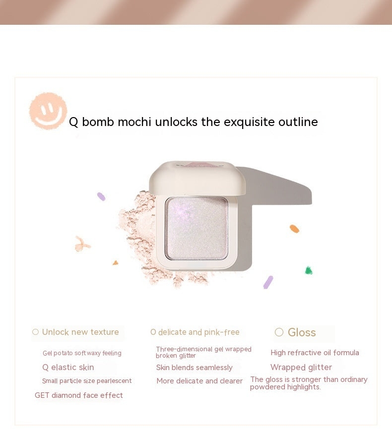 Small White Square High Light Contour Compact Glitter Face Brightening Mashed Potatoes