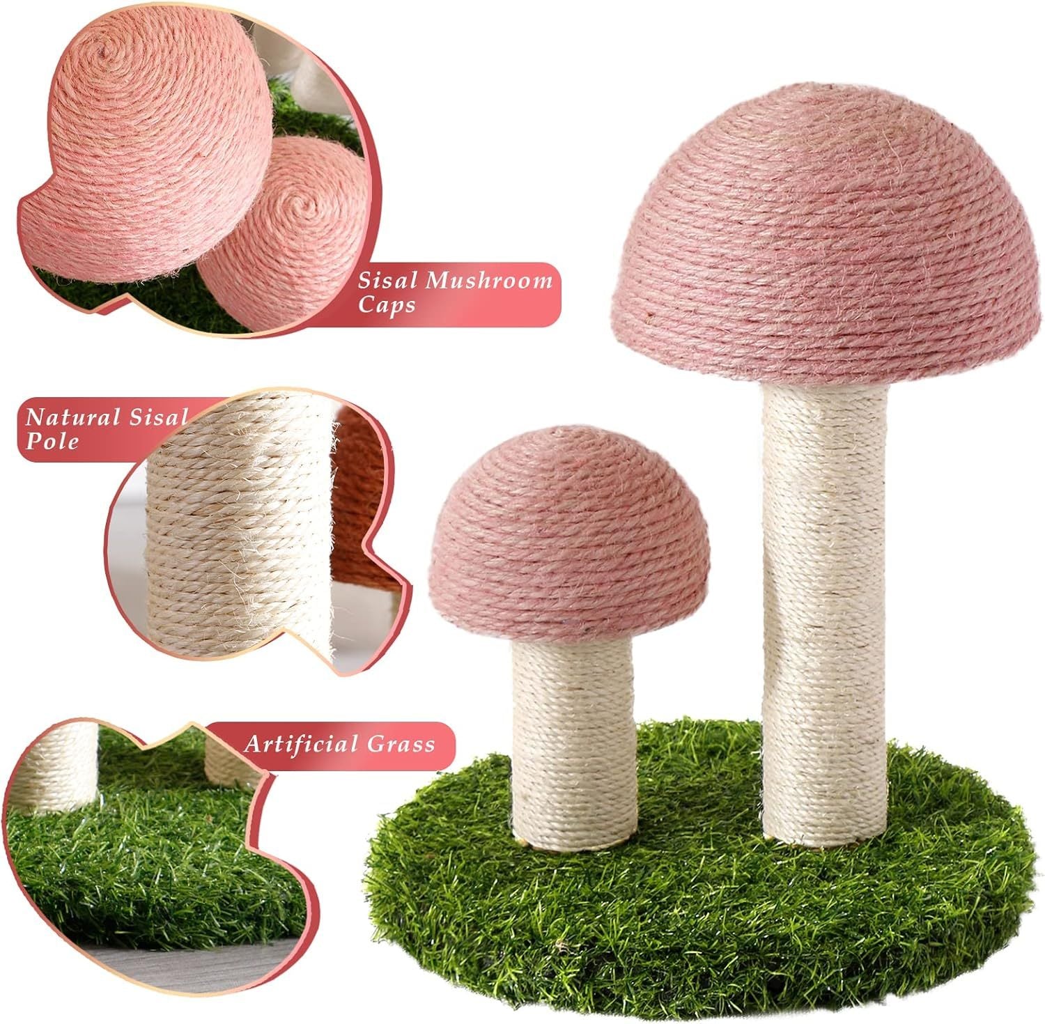 Cat Scratching Post Mushroom Cat Scratcher Featuring With Natural Sisal Caps Scratch Pole And Sturdy Base For Kittens & Small Cats