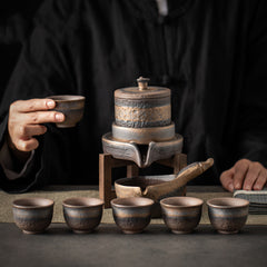 Gilded Iron Glaze Ceramic Tea Set