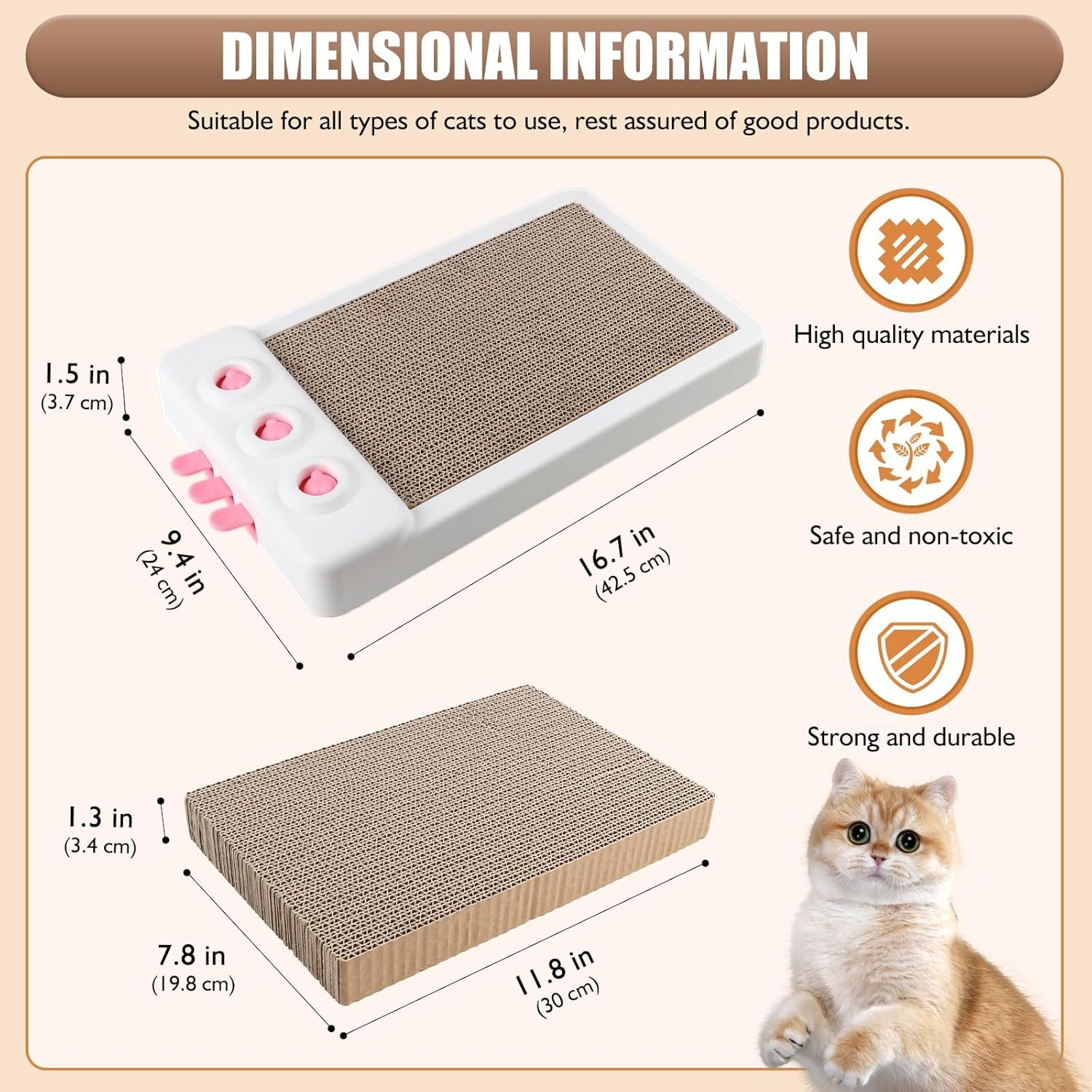 Cat Scratcher Toy Interactive Whack A Mole Cat Toy  Cardboard Cat Scratcher Cat Scratching Board Cat Scratching Pad For Indoor Cats Cat Enrichment Toys