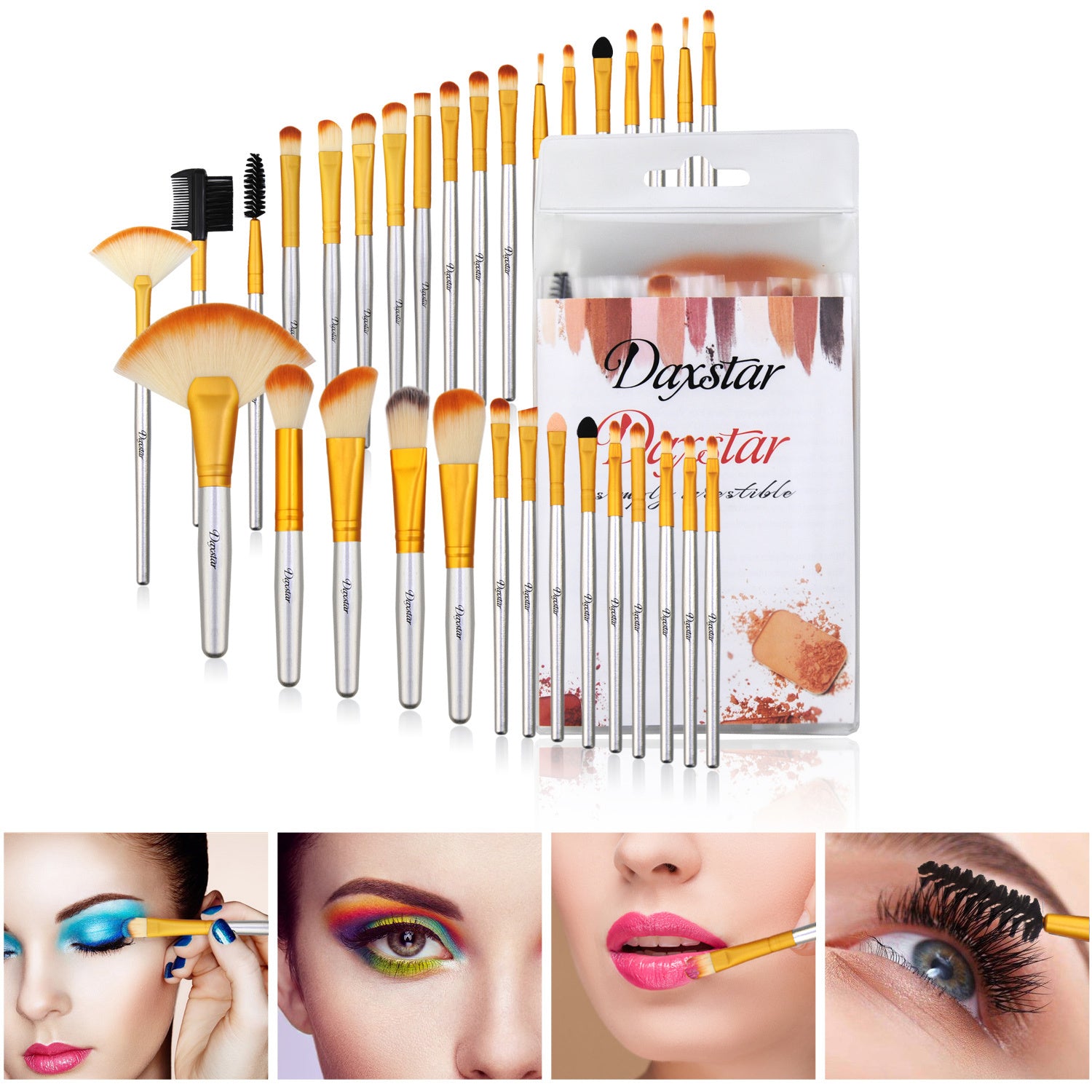 32 Pcs Brushes Set With PVC Bag Gold