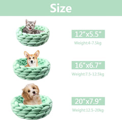 Cat Basket Bed Cotton Knitted Round Pet Beds For Cats Cute Boho Cat Pet Bed Warm Woven Cat Nest For Puppy Kitten Cats Dogs