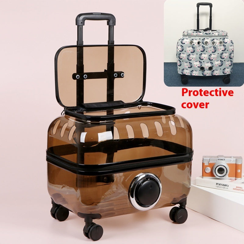 Cat Bag Portable Pet Trolley Bag Space Capsule Transparent Cat Luggage