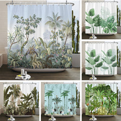 European Flowers, Birds, Plants Bath Curtains Waterproof