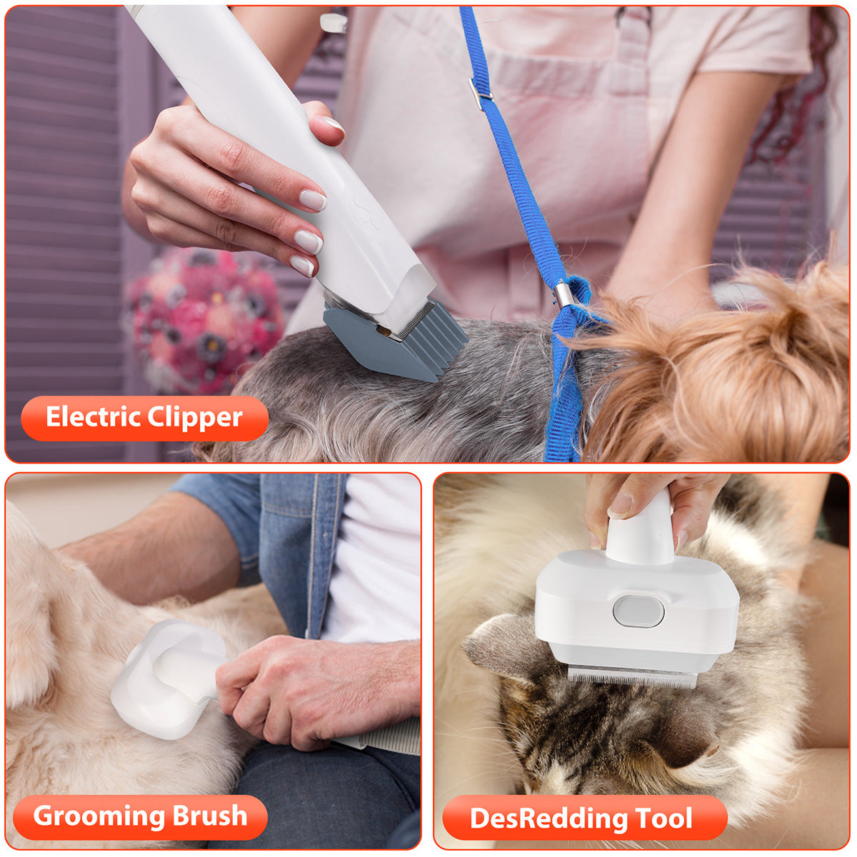 Pet Suction And Scissors All-in-one Machine Dust Collection Suit Multi-function Hair Care Device