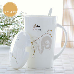 Creative Constellation Mark Ceramic Cup With Lid