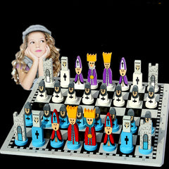 Children's Chess Solid Wooden Doll Puzzle Chess Toy