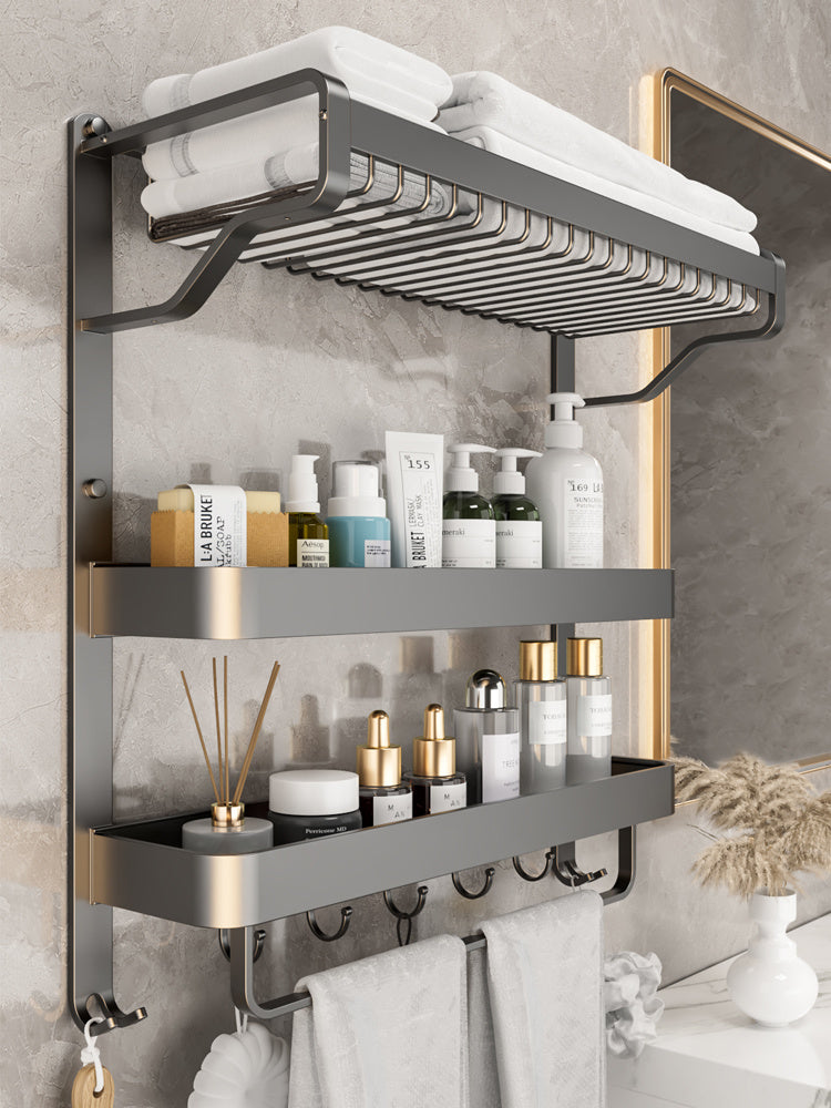 All-in-one Punch-free Bathroom Wall-mounted Toiletry Multi-layer Storage Rack