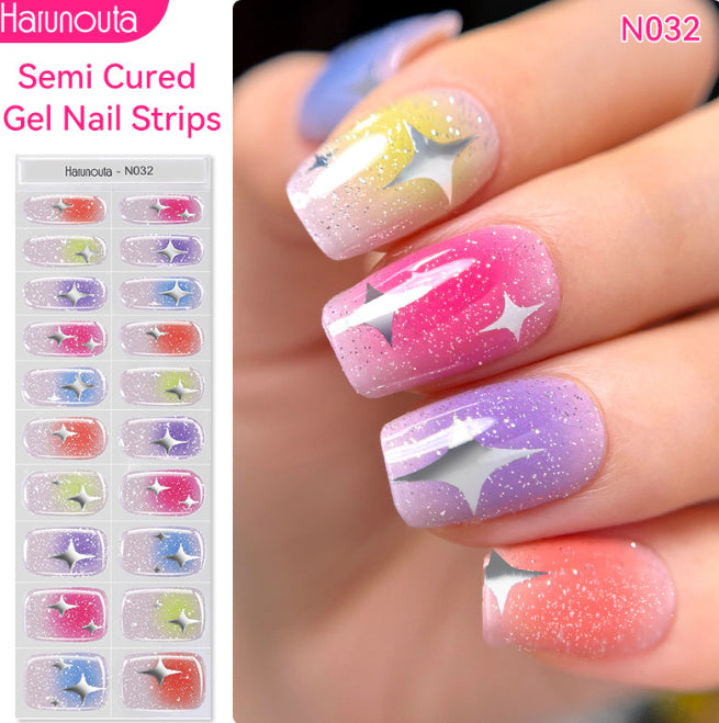 Japanese Style Nail Beauty Gel Stickers Semi-curing French Gel