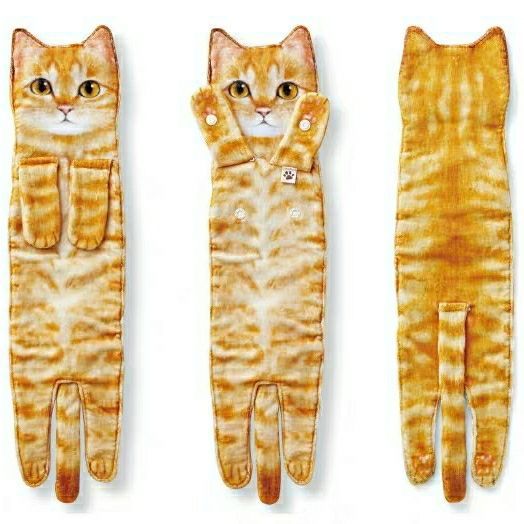 Cat Hand Towels Long Cat Shape Wipe Handkerchiefs Bath Towels For Bathroom Kitchen