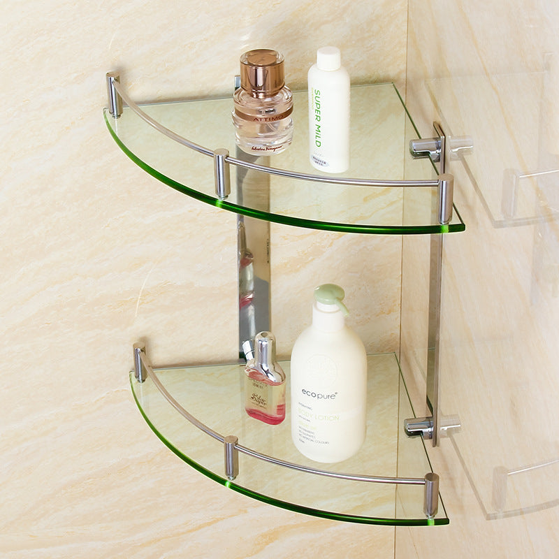 Compatible with Apple, Stainless Steel Tripod Bathroom Two-layer Glass Corner Shelf