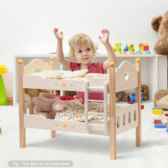 ROBOTIME Wooden Baby Doll Beds Doll Bunk Bed Cradle With Ladder For 18in Dolls