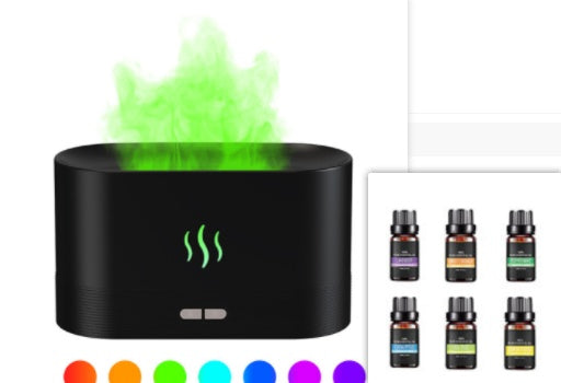 Aroma Diffuser With Flame Light Mist Humidifier Aromatherapy Diffuser With Waterless Auto-Off Protection For Spa Home Yoga Office