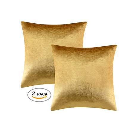 2 Packs Gold Decorative Cushions Covers Cases for Sofa Bed