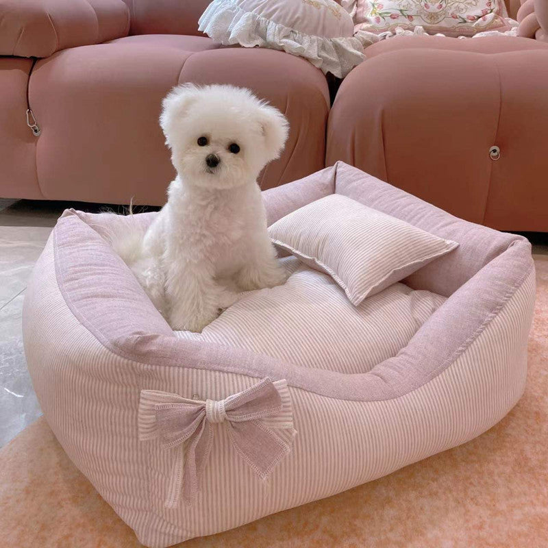 Polarizhen New Cotton And Linen Kennel Removable And Washable Pet Maltese Xi Shi Four Seasons Cat Nest Ins