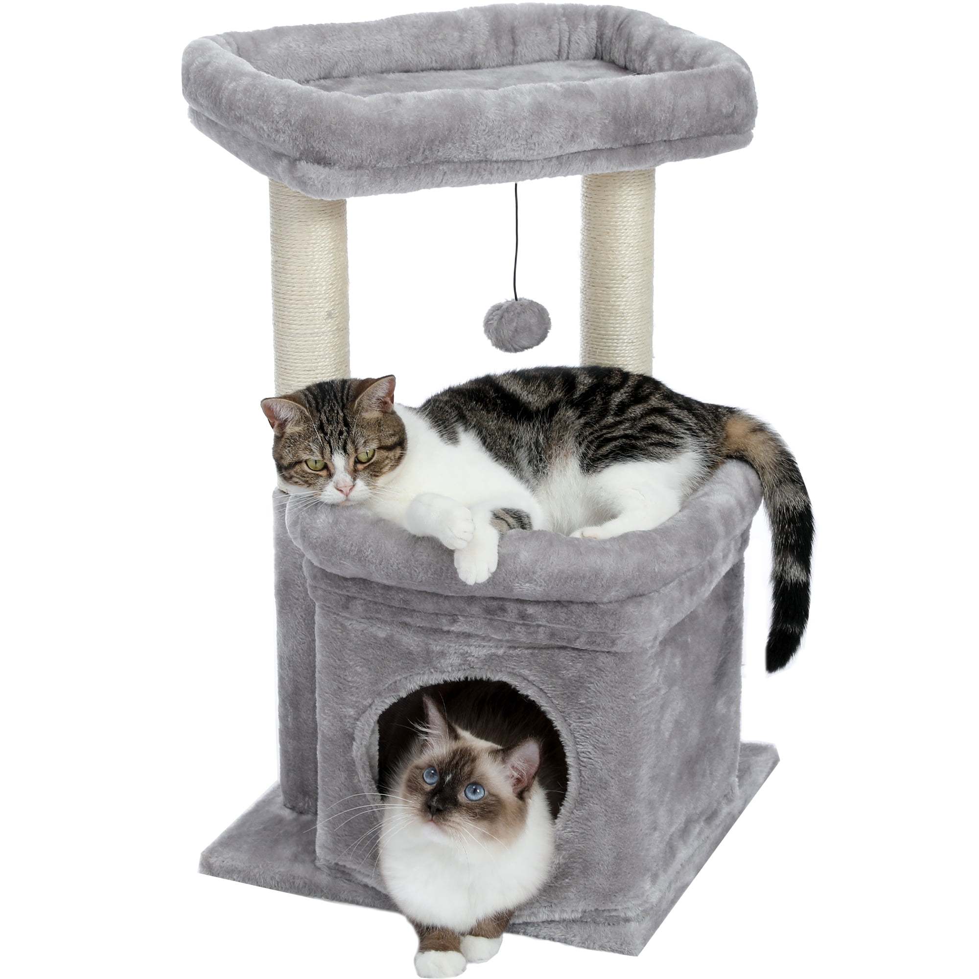 Pefilos 29inch Cat Tree Tower For Indoor Cats Cat Condo With Sisal Scratching Posts, Plush Perch, Cat Bed Furniture, Beige