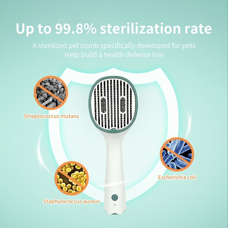 Cat Comb Dog Hair Remover Brush UVC Sterilization Pet Grooming Slicker Needle Comb Cat Sterilization Comb Pet Brush For Shedding And Grooming Self-Cleaning Slicker Brush For Long And Short Hair