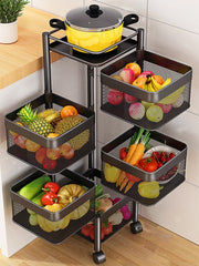 Vegetable Storage Basket Rack With Wheels