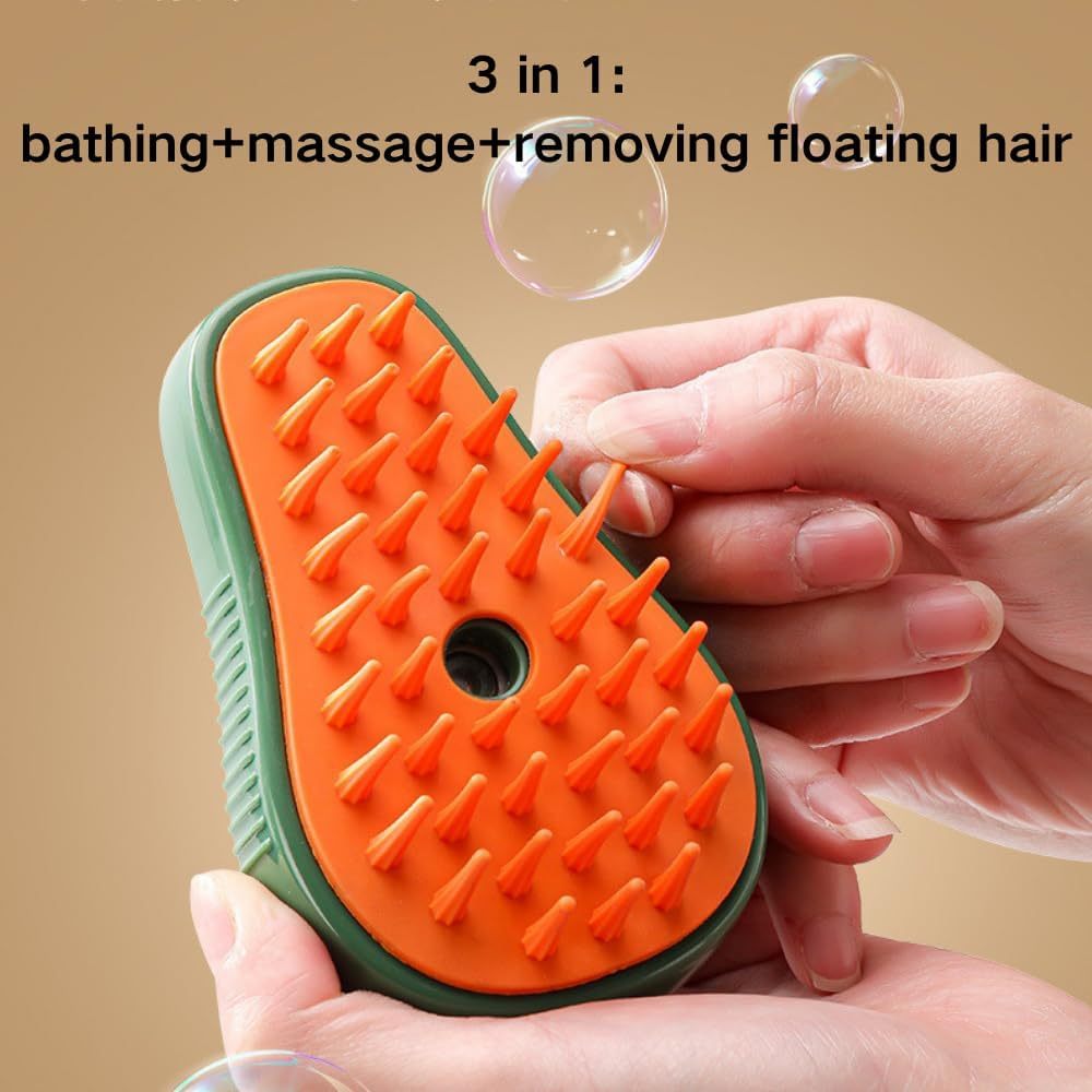 Cat Steam Brush 3 In 1 Cat Comb For Massage, Self Cleaning Cat Brush With Water Rechargeable Silicone Dog Steam Brush Cat Bath Brush Eliminates Flying And Tangled Hair Cat Grooming Comb