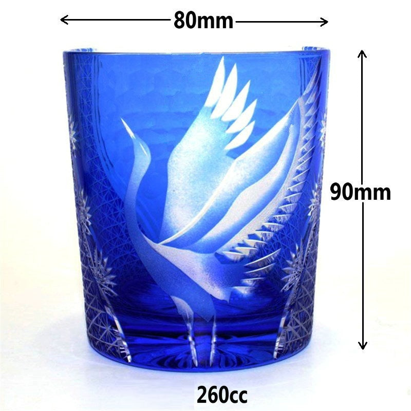 New Japanese Edo Kiriko Pine Crane Whiskey Glass