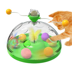 Meows Windmill Funny Cat Toys Interactive Multifunctional Turntable Pet Educational Toys With Catnip Luminous Ball Pinwheel Toys Pet Products