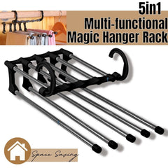 5 In1 Multi-functional Pants Rack Shelves Stainless Steel Wardrobe Magic Hanger