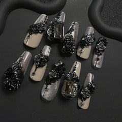 Black Rose Kelly Lace Cat Eye Sexy Hot Girl Manicure Customization