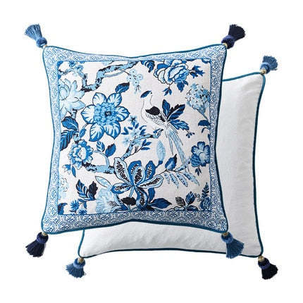 Blue And White Porcelain New Chinese Style Living Room Office Sofa Cushion Cover