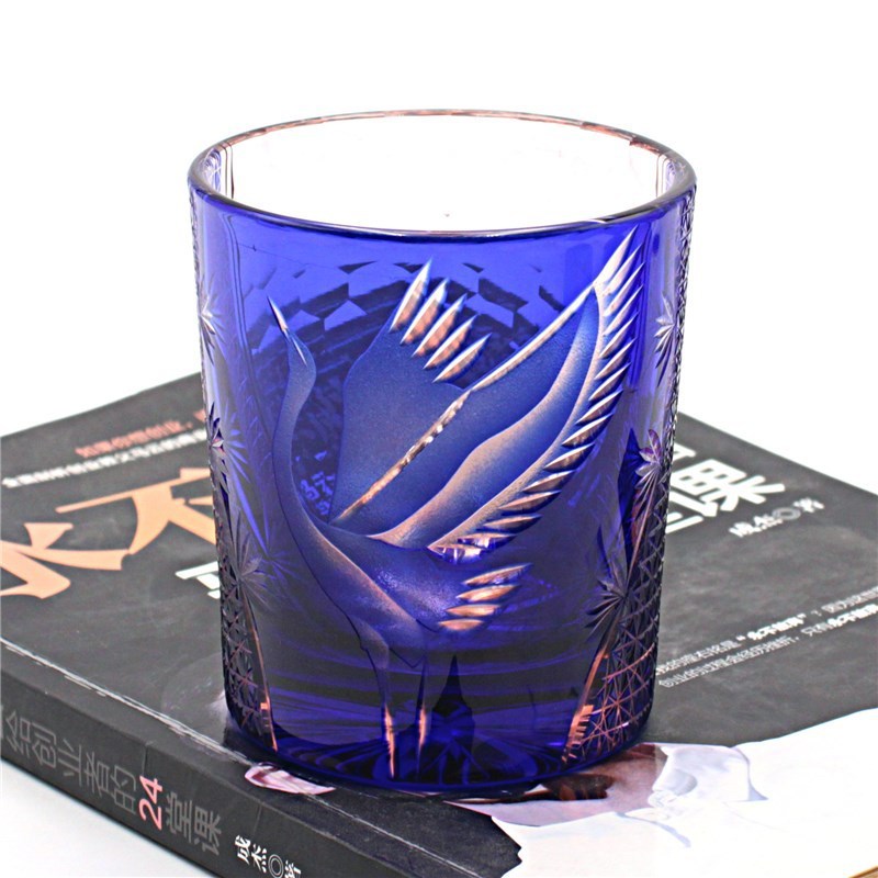 New Japanese Edo Kiriko Pine Crane Whiskey Glass