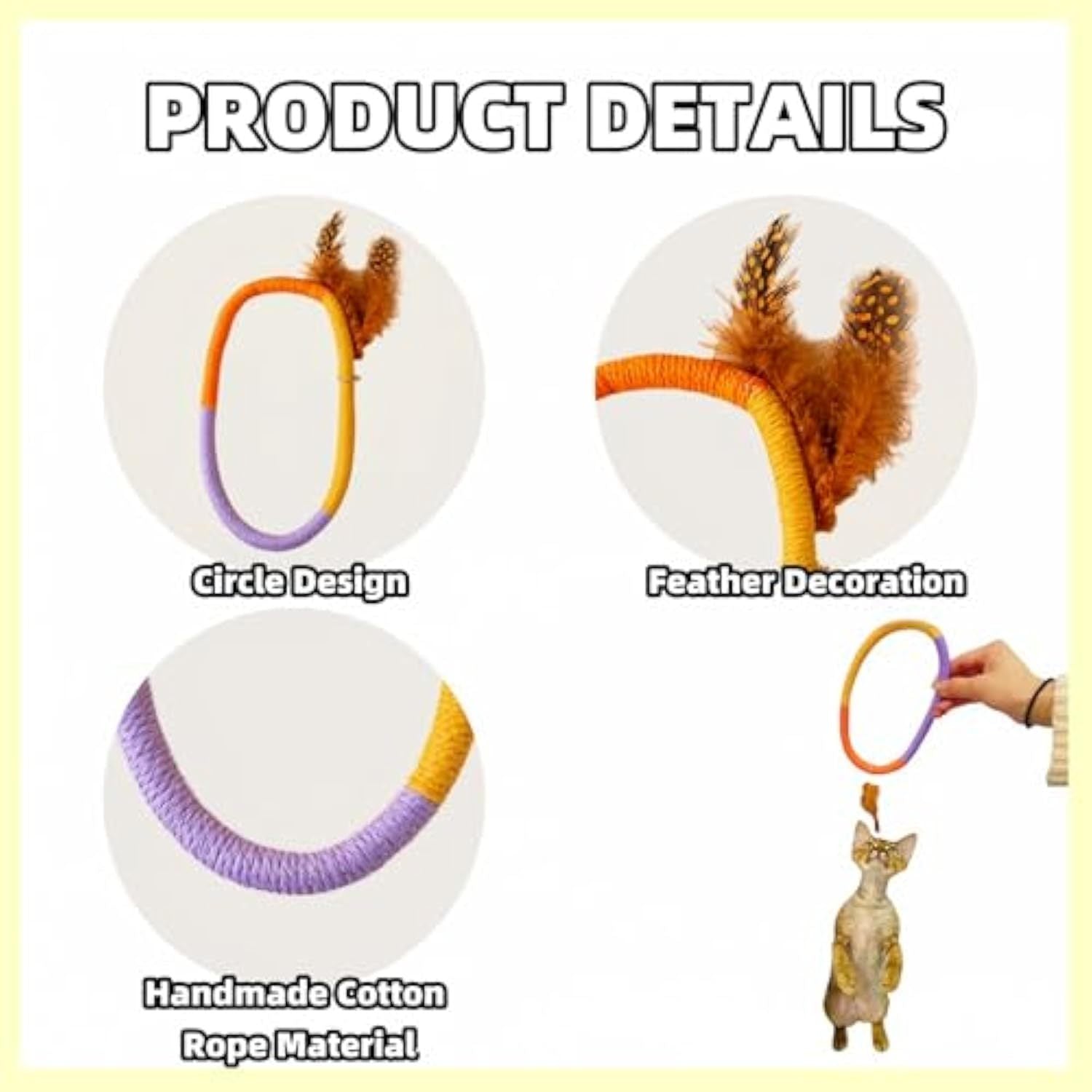 Cotton Rope Cat Toys Catnip Toys With Feather Safe Teeth Cleaning Chew Toy For Cats Interactive Cat Kicker Toys Cat Toys For Bored Indoor Cats And Kittens