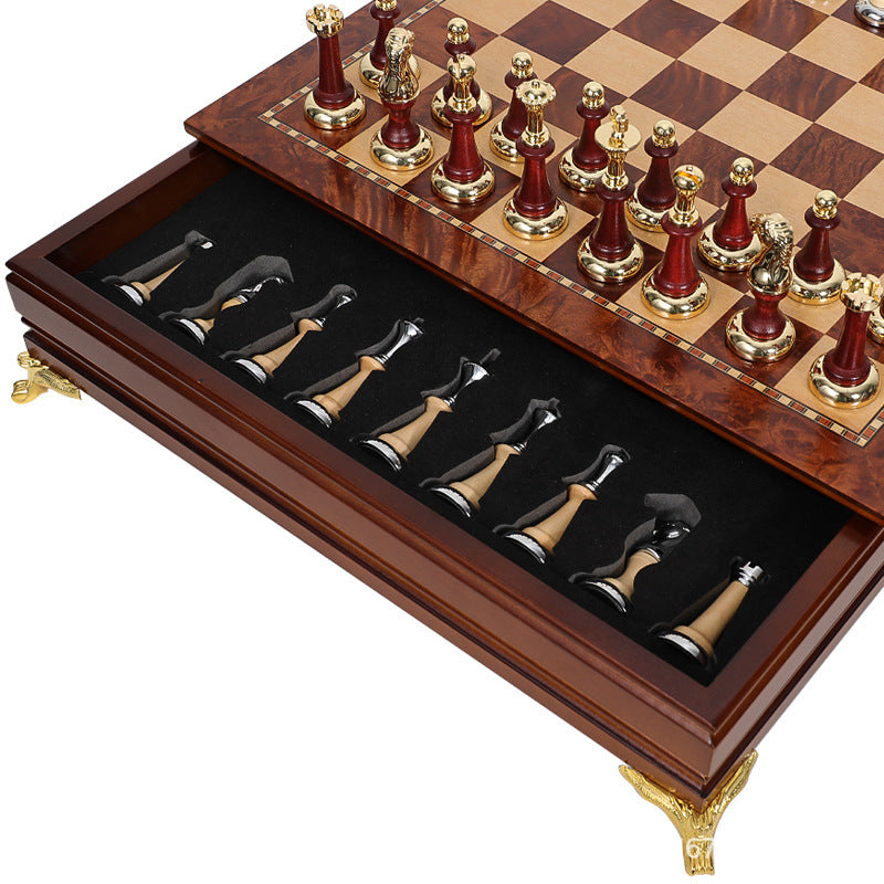 Luxury Metal Solid Wood Desktop Good Storage Chess