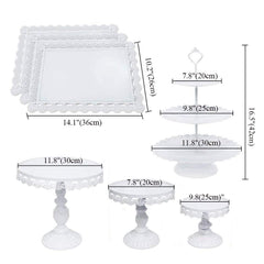 European Style Wrought Iron Cake Stand Set Wedding Dessert Stand Lace Props Plate