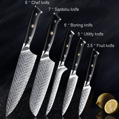 Fishbone Chef's Knife Damascus Deboning