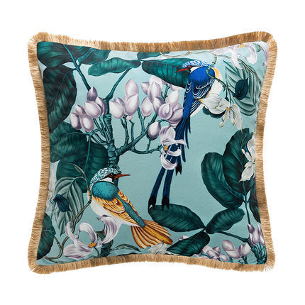 Forest bird plant pillow set