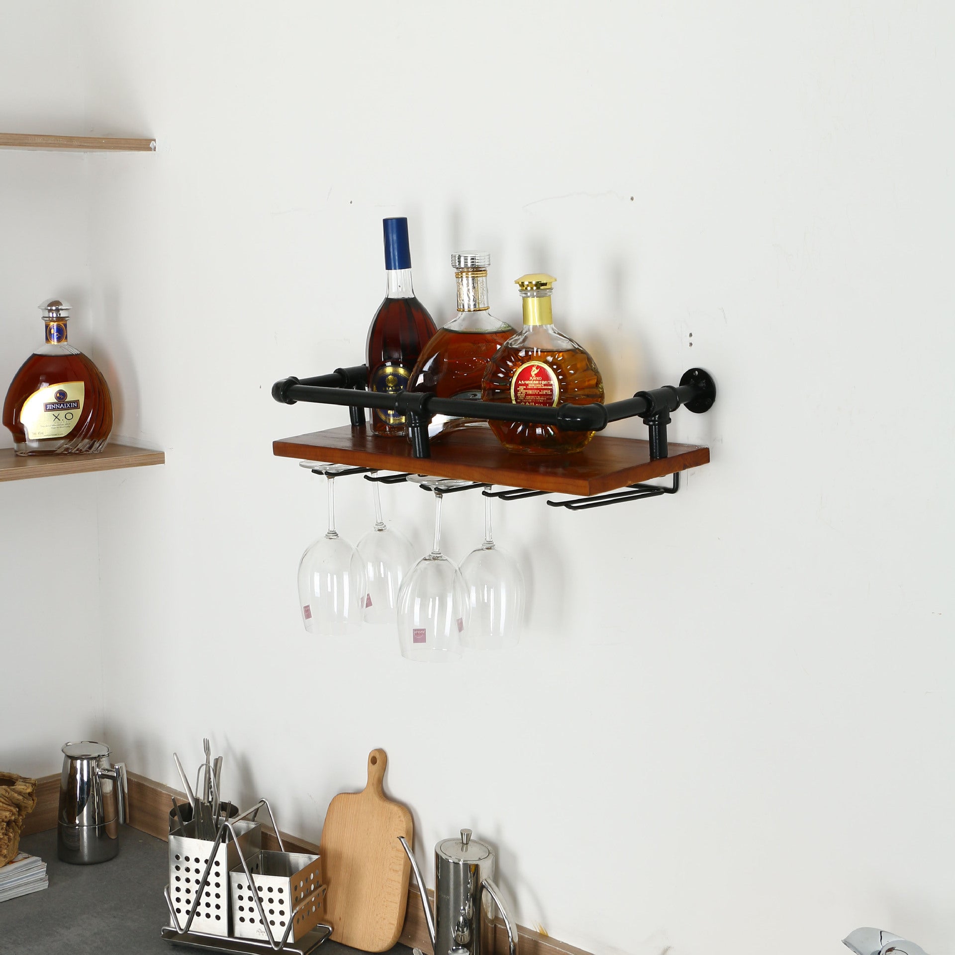 Industrial Bar Hanging Wall Mounted Wine Rack