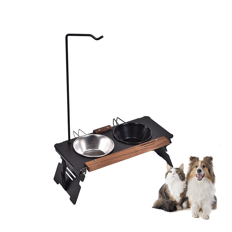 Cat Food Bowl Rack Outdoor Camping Dog Basin Double Bowl Shallow Mouth