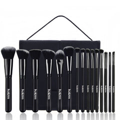 15Pcs Black Make Up Brushes Woman Set With Bag Foundation Eyeliner Eyeshadow