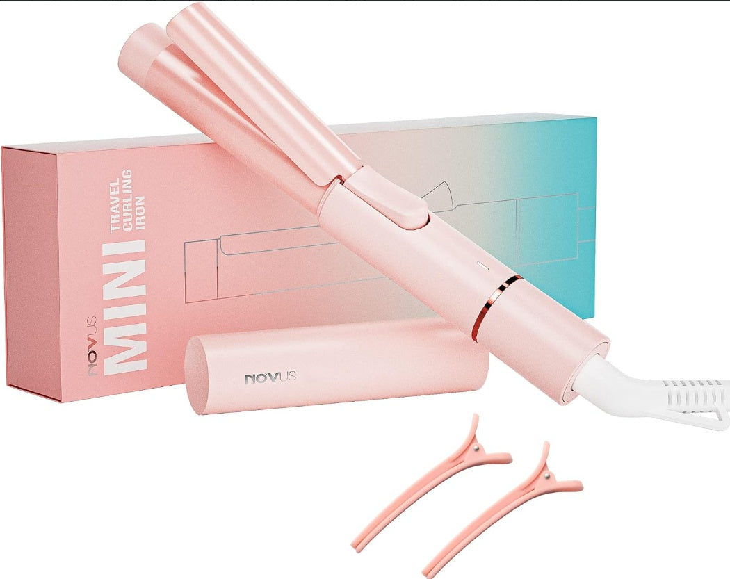 Mini Curling Iron For Short Hair,Travel Curling Iron,Ceramic Small Curling Wand,Barrel Hair Curling Iron 1 Inch Heat-Up Fast,Pink Portable Hair Curler Comfort