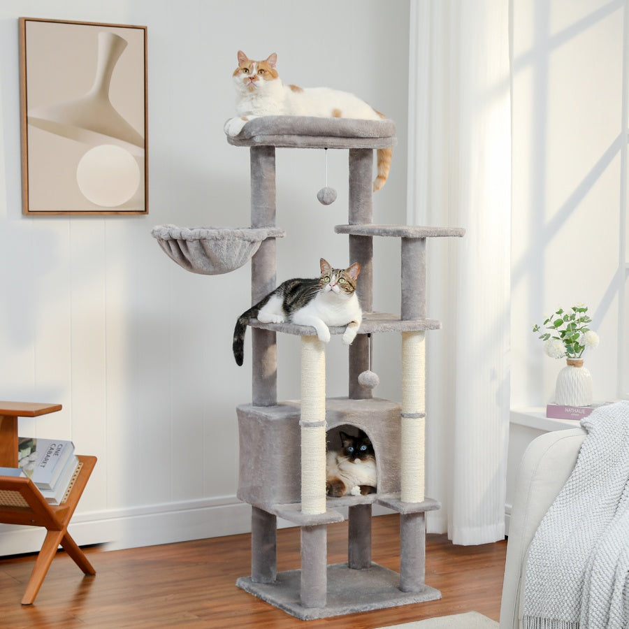 PAWZ Road 55inch Plush Sisal Scratching Posts Indoor Cat Tree