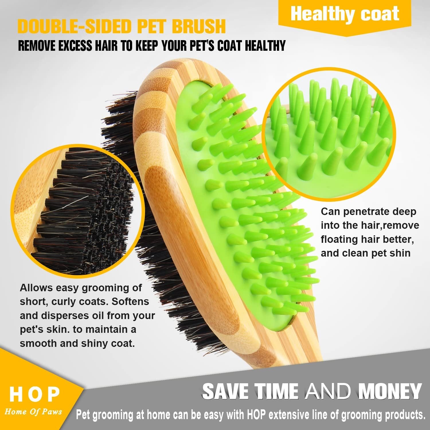 Short Hair Dog Brush Pet Brushing Grooming Comb For Short Hair Coats Detangling And Shedding Coat Hair Remover Two Sided Removing Dirt Loose Hair For Dogs Home Of Paws