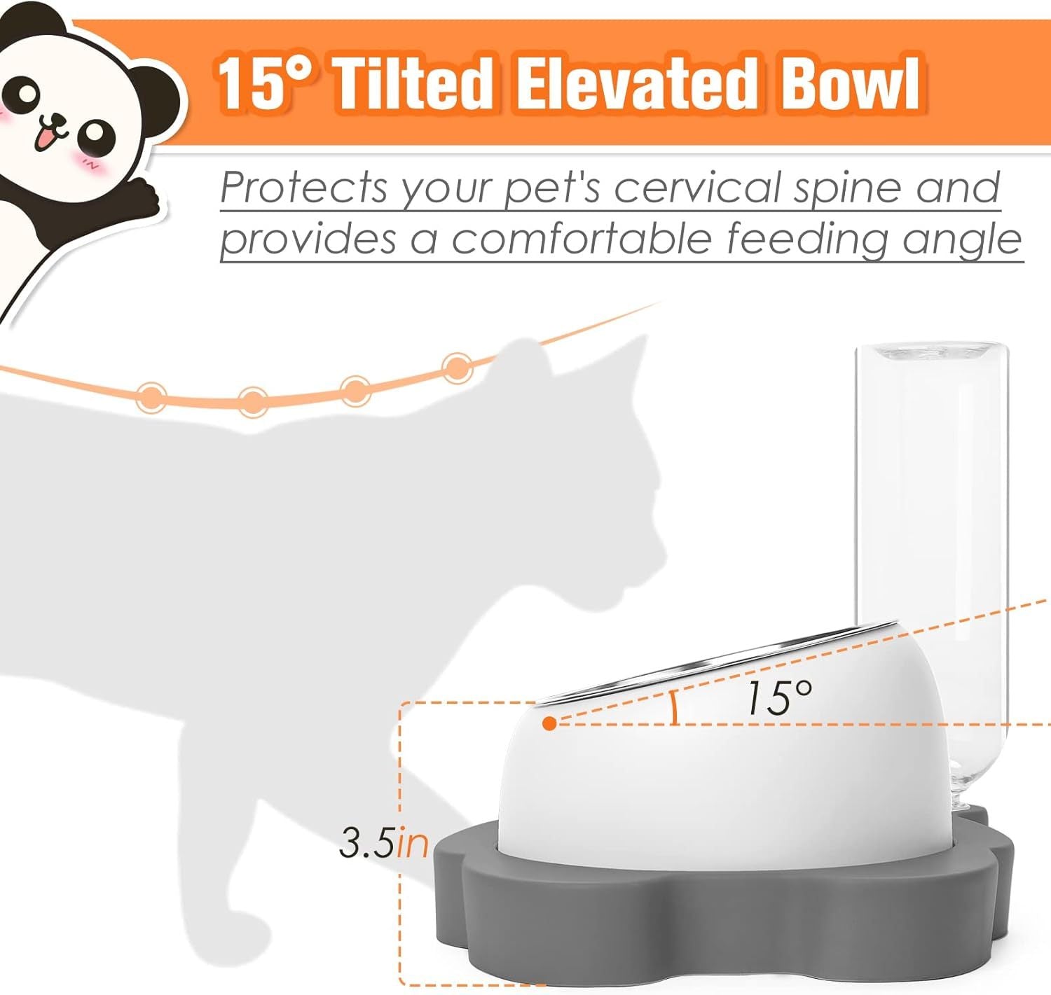 Elevated Dog Cat Bowls Tilted Cat Food And Water Bowl Set Raised Stainless Steel Cat Bowls With Automatic Water Dispenser Bottle For Cats And Small Dogs Kitten Puppy