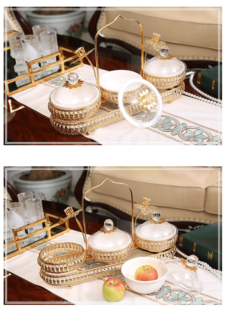 Dried Fruit Storage Box Wrought Iron Acrylic Living Room Snacks Melon Seeds Compartment With Lid