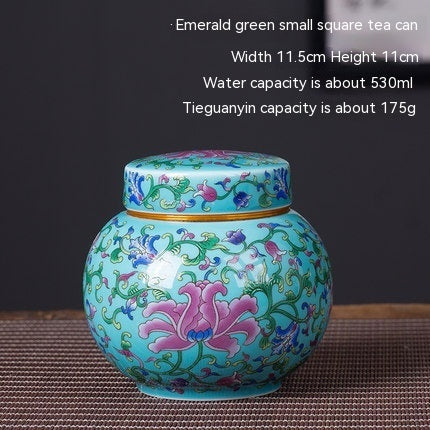 Enamel Ceramic Tea Jar Large Sealed Storage Jar Moisture-proof Storage